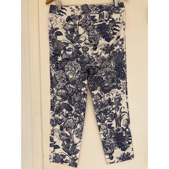 ANN TAYLOR LOFT PETITES Tailored Toile Blue Botanic Print Pencil Pants  6P - Picture 2 of 8